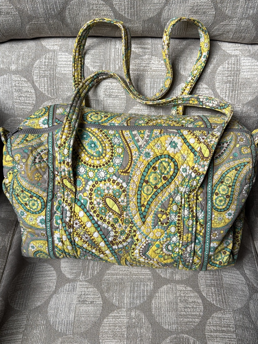 Retired Vintage Vera Bradley Lemon Parfait 17” long Duffel Bag.